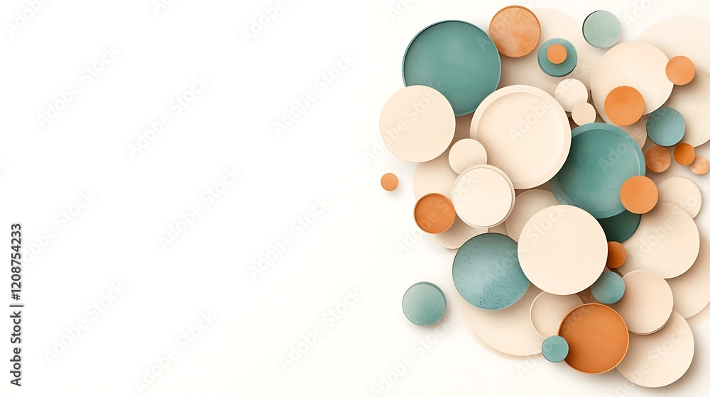 Poster creative art display abstract background with pastel circles in a modern environment