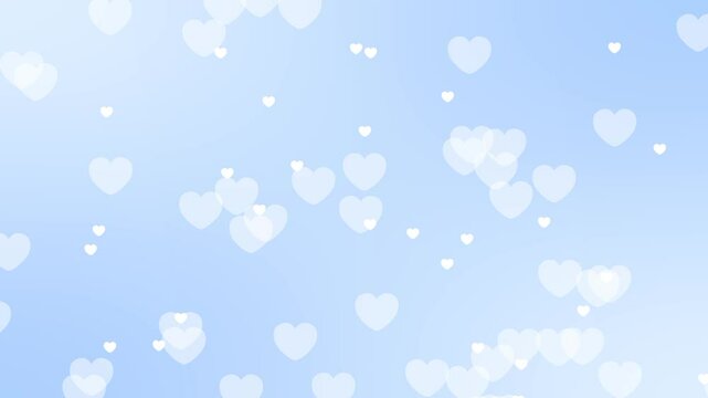 Romantic blue heart Valentine's day background floating upwards and fading away. Marriage love, Flying hearts on blue gradient background. Seamless looping animation.