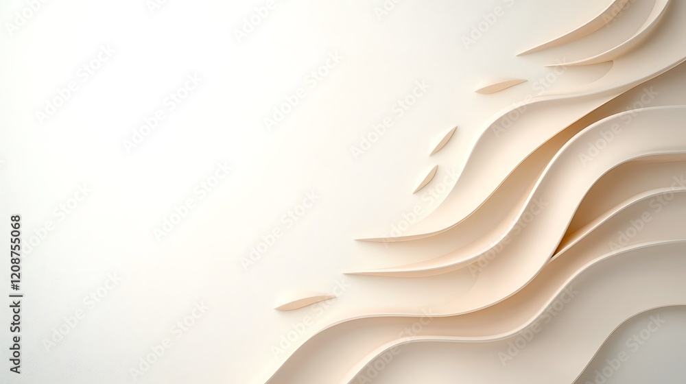 Poster minimalist design abstract background of soft pastel waves and artistic viewpoint