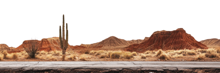PNG Real asphalt road desert landscape scenery.