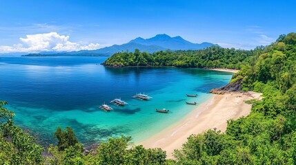 Obraz premium view of beach and island