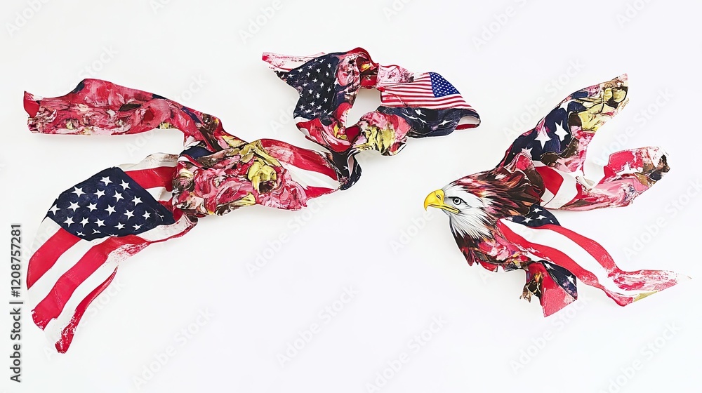 Aufkleber eagle abstract with flag on white background generative ai