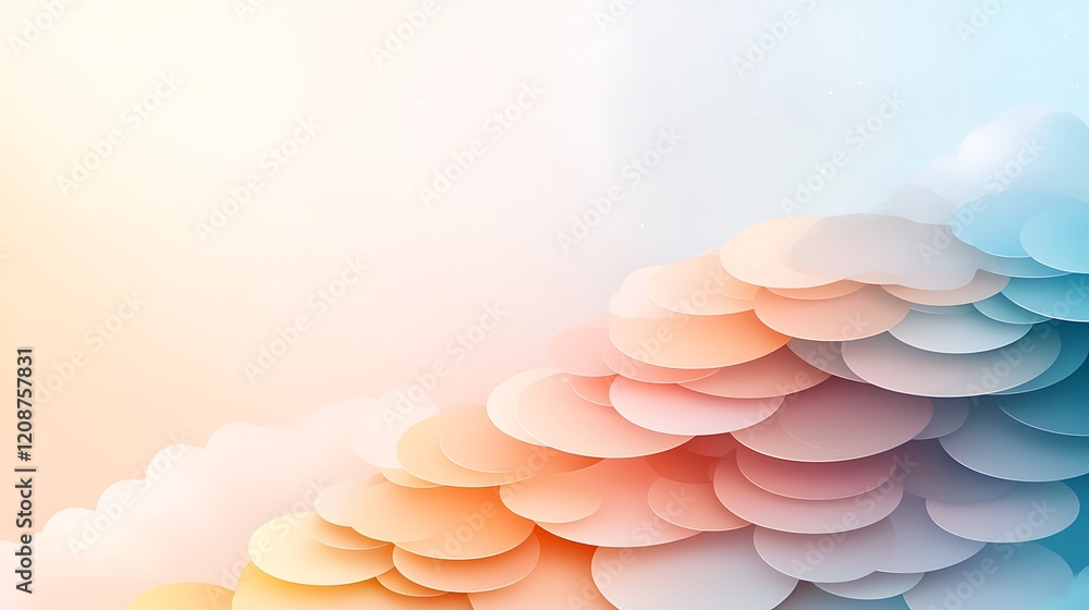Poster abstract background in pastel color layers digital art soft environment serene viewpoint