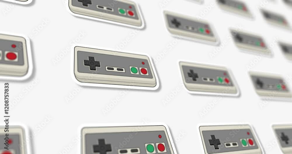 Poster retro video game controller animated pattern design on light and dark background