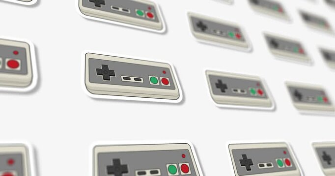 Retro video game controller animated pattern design on light and dark background