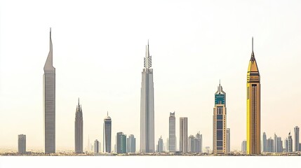 Obraz premium Majestic Skyline View of Modern City With Skyscrapers Generative AI