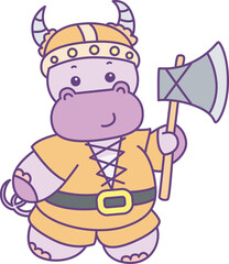 Cute hippo vector icon with Halloween theme. Funny baby hippo animal Halloween illustration.
