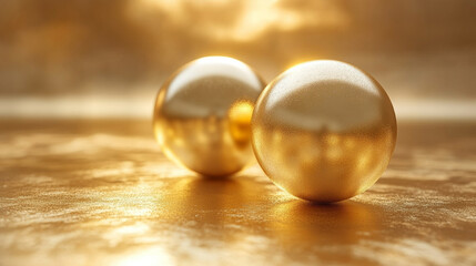 A golden sphere in a minimalistic, bright-toned environment with a modern, blurred backdrop and empty space on the side offering a sense of calm, simplicity, and infinite possibilities.


