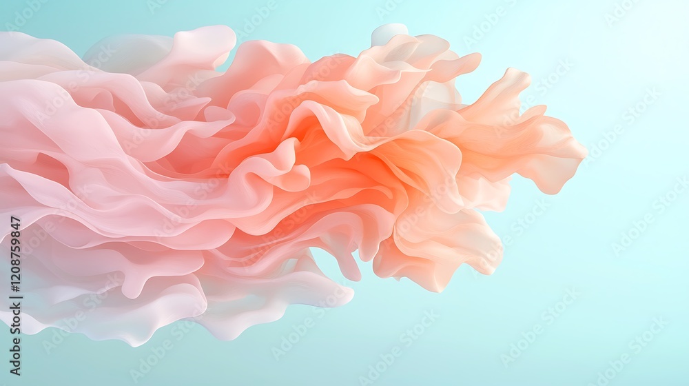 Poster dynamic abstract background in pastel colors fluid texture digital art minimalist style