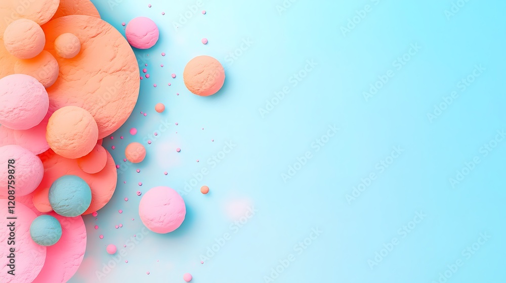 Poster abstract background with pastel color circles digital art soft environment minimal viewpoint