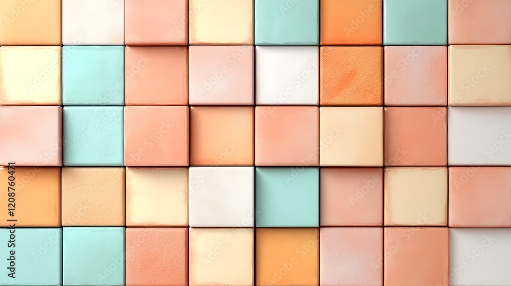 Poster pastel color abstract background design blocks arrangement modern art digital canvas