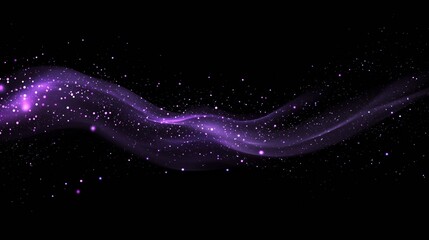 Digital purple particles wave and light abstract background with shining dots stars.