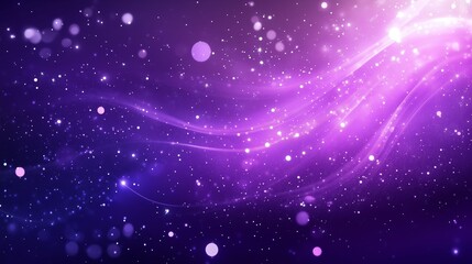 Fototapeta premium Digital purple particles wave and light abstract background with shining dots stars.