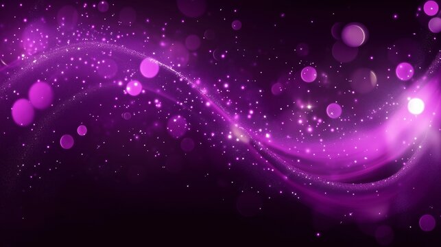Digital purple particles wave and light abstract background with shining dots stars.