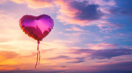 Obraz premium Romantic heart balloon soaring into the sky