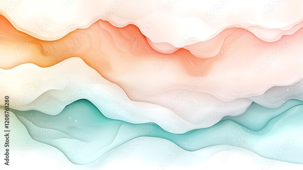 Poster pastel waves flowing abstract background in a soft artistic digital environment