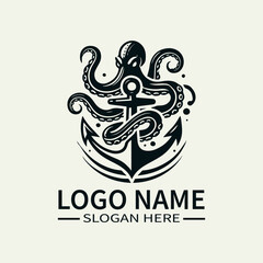 Kraken and Anchor Logo Design, Sea Monster Logo