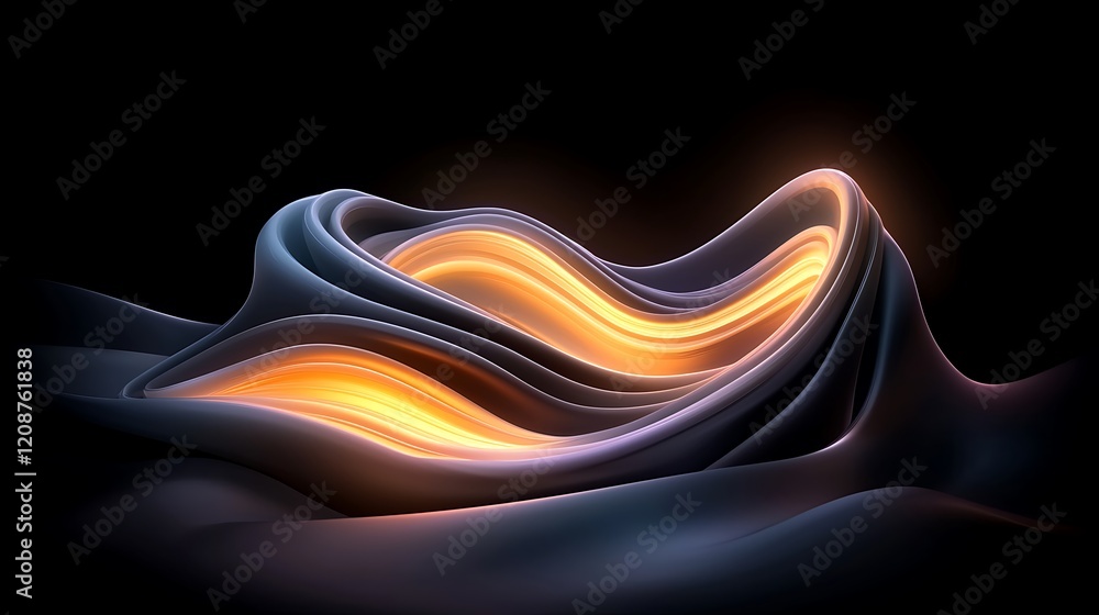 Poster dynamic abstract background pastel fluid waves in dark artistic digital environment