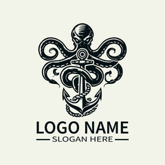 Kraken and Anchor Logo Design, Sea Monster Logo