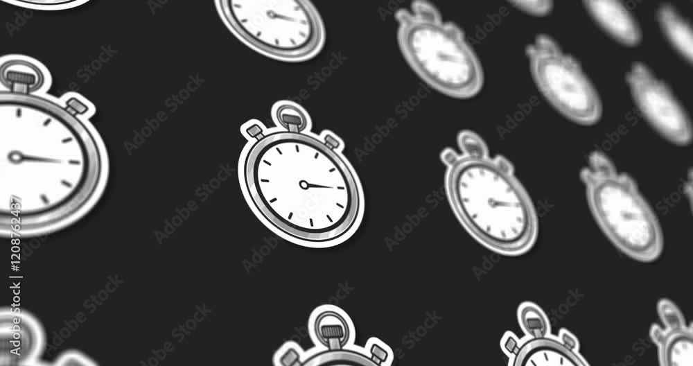 Poster animated stopwatch pattern design on light and dark background