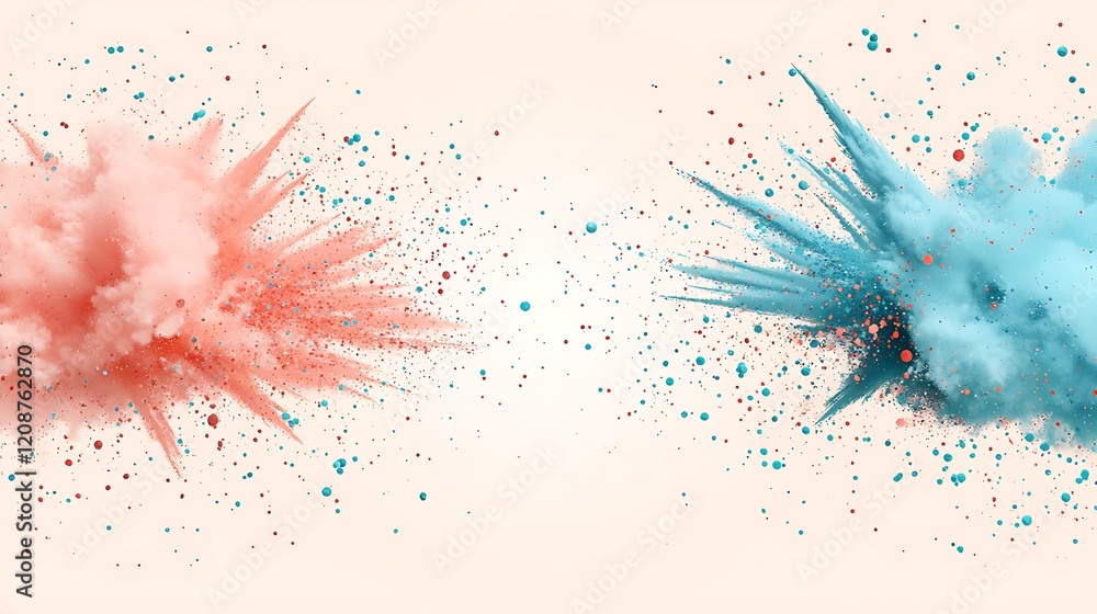 Poster dynamic abstract background in pastel colors with colorful explosions artistic environment