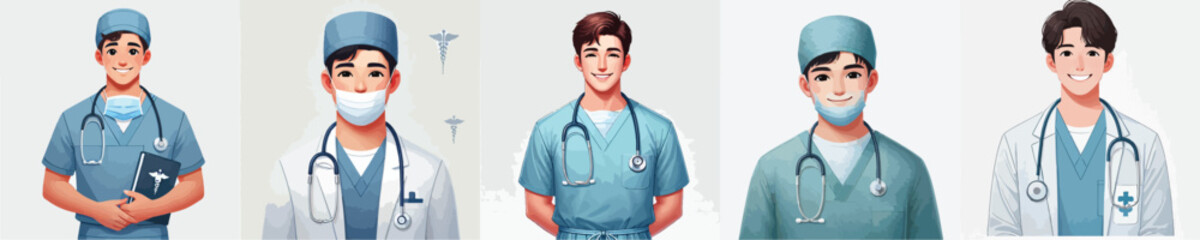 vector surgeon character wearing full uniform © Jefri Syahputra BKL