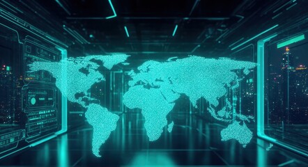 Illustration of Global Networks and Data Connectivity.