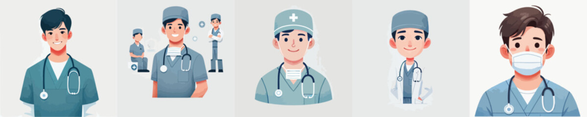 vector surgeon character wearing full uniform © Jefri Syahputra BKL