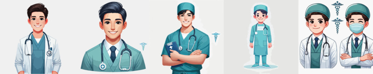 vector surgeon character wearing full uniform © Jefri Syahputra BKL