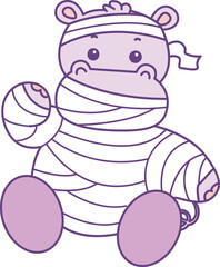 Cute hippo vector icon with Halloween theme. Funny baby hippo animal Halloween illustration.
