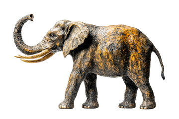 Fototapeta premium Bronze elephant sculpture displaying detailed craftsmanship and artistry isolated on transparent background