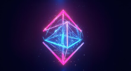 Fototapeta premium Futuristic Illustration with Holographic Elements and Neon Glow.