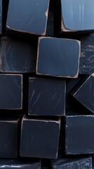 Fototapeta premium Abstract Dark Grey Cube Blocks 3D Geometric Tiles Modern Wallpaper Texture