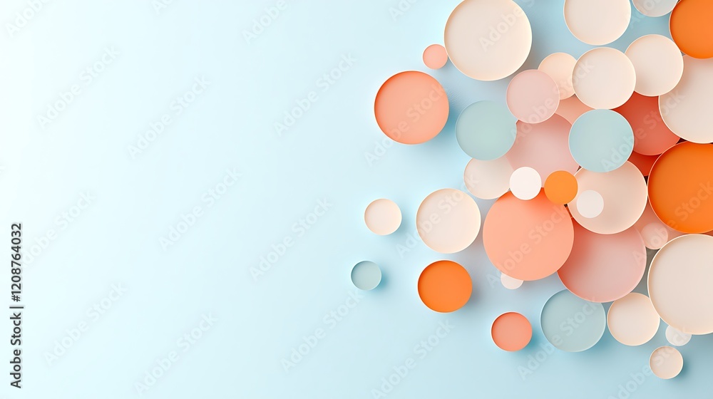 Poster dynamic abstract background with pastel color circles minimalist design modern aesthetic