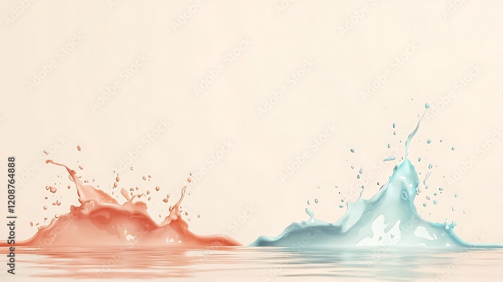 Poster dynamic splash action of pastel colors in abstract background artistic water scene