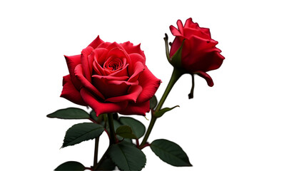Red roses isolated on white background.