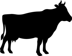 Cow clip art design on plain white transparent isolated background for card, shirt, hoodie, sweatshirt, apparel, card, tag, mug, icon, poster or badge