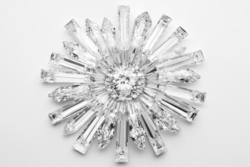 Sparkling Crystal Starburst Decorative Piece with Radiating Prisms and a Central Gem, Perfect for Elegant Home Decor and Luxurious Settings