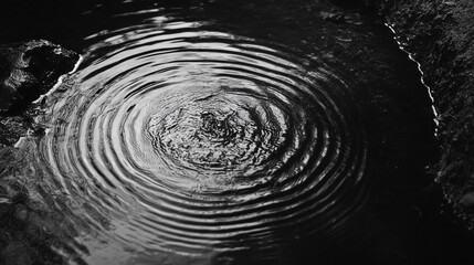 Rippling water reflections create soothing patterns in a monochrome setting