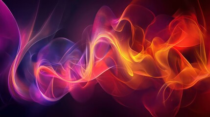 Obraz premium Abstract Digital Art Smooth Glowing Curves Red Orange Purple Dark Background Gradient