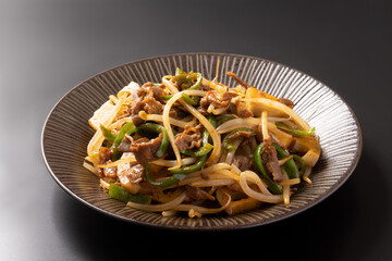 牛肉と野菜の甘辛炒め（蓮根　ピーマン　もやし）