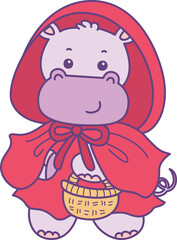 Cute hippo vector icon with Halloween theme. Funny baby hippo animal Halloween illustration.
