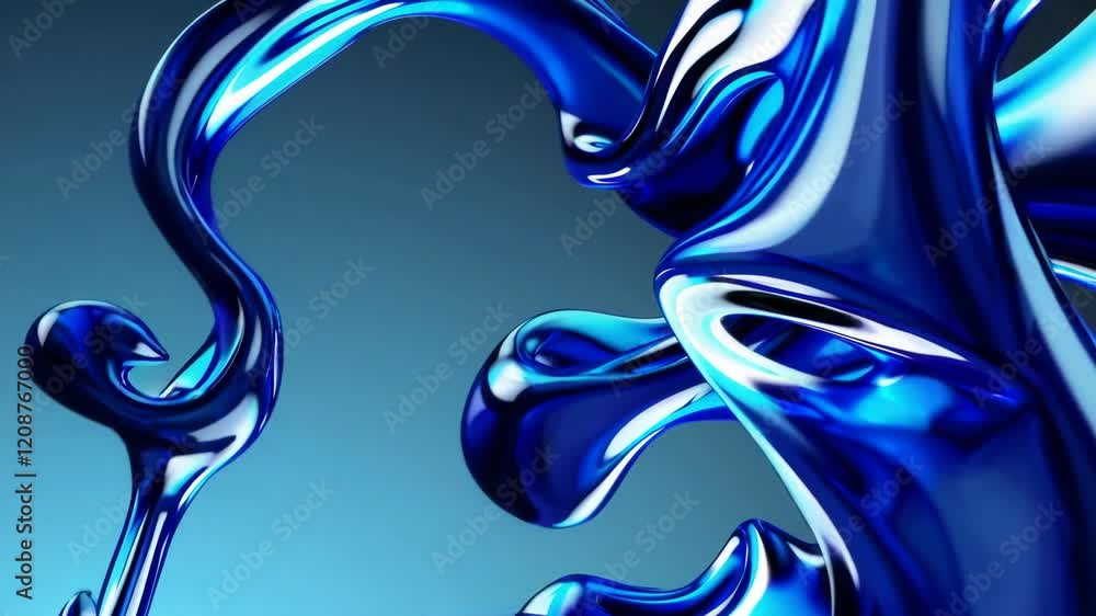 Poster abstract blue liquid swirl on gradient background, modern design concept