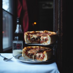 Chicago Deep Dish Pizza  Meat Lovers  Italian Food  Delicious Slice