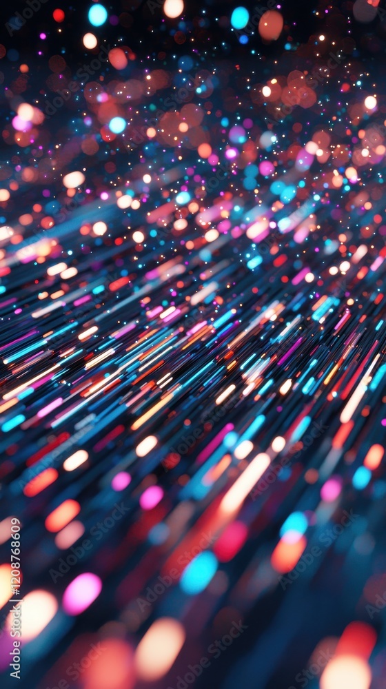 Poster dynamic light trails capturing star orbit effects digital space abstract art dark background close-u