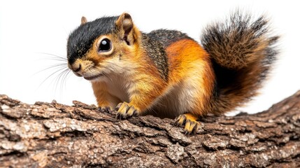 Obraz premium Squirrel climbing on tree branch nature setting animal photography close-up view