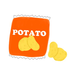 Potato chips illustration｜Snack food packaging(ポテトチップスのイラスト｜お菓子・スナック)