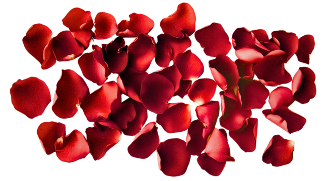 red rose petals isolated on transparent background