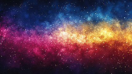 Naklejka premium Grainy gradient background with purple, blue, pink, and yellow hues creating a smooth, vibrant texture symbolizing creativity, energy, and dynamic motion in design with an abstract, chaotic feel 