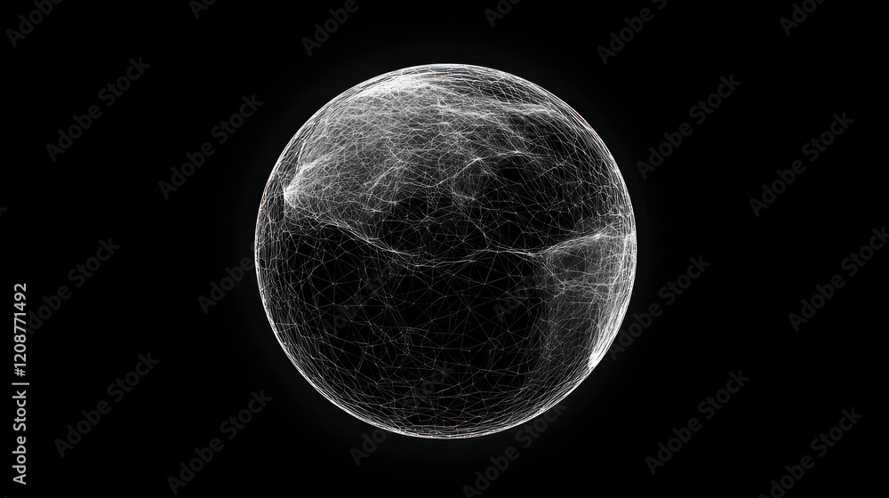 Poster abstract sci-fi sphere with particles. technology network connection on world. futuristic illustrati